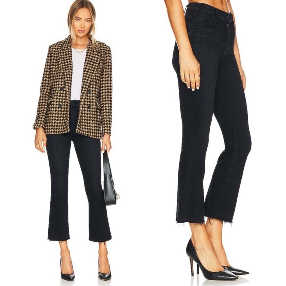 MOTHER Jeans Hustler Ankle Fray Encounters at Night Cropped Black Size 29 - Picture 13 of 15